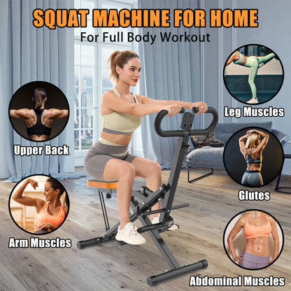 Squat Machine for Home, Assist Trainer for Glutes Workout Foldable with Resistance Bands, for Botty Glutes Butt Thighs, Ab Back/Leg Press Hip Thrust for Home Gym Fitness-Black