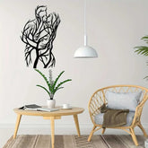 Tree of Love Wall Art metal sculpture in a cozy living room, showcasing a romantic couple design ideal for Valentine&