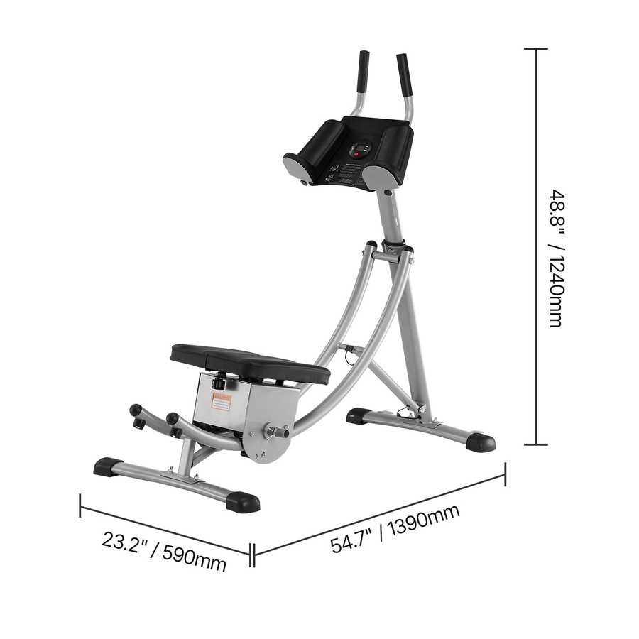 Exercise bike with dimensions labeled on a white background