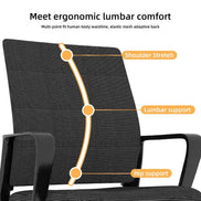 Ergonomic chair with highlighted features on a white background