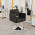 Black salon chair with adjustable height in modern salon