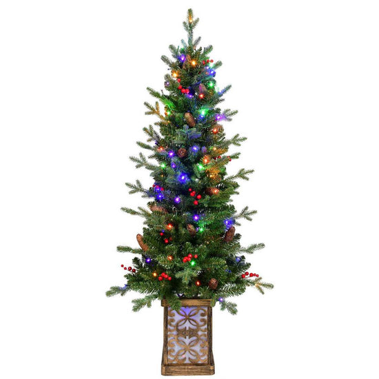4 ft pre-lit Christmas tree with glitter base and multicolor lights