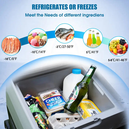 32Qt Car Freezer Portable Refrigerator Freezer with APP Control and 6'' off-road wheels, 12V,45W Cooler Freezer,Low Noice MLNshops]