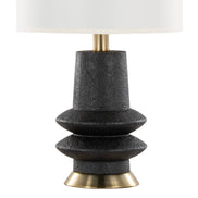 Lloyd 26' Contemporary Polyresin Table Lamp in Sanded Matte Black Polyresin, Modern Brass and White Linen Shade from Grandview Gallery by LumiSource - Set of 2
