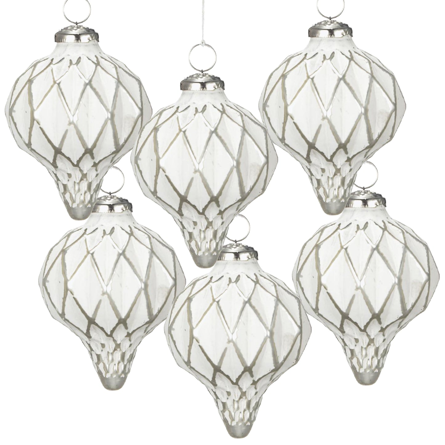 D2.8x3'H Christmas Ball Ornaments, Glass Decorative Hanging Ball Christmas Tree Ornaments for Holiday Party Decorations, Set of 6