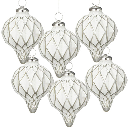 D2.8x3'H Christmas Ball Ornaments, Glass Decorative Hanging Ball Christmas Tree Ornaments for Holiday Party Decorations, Set of 6