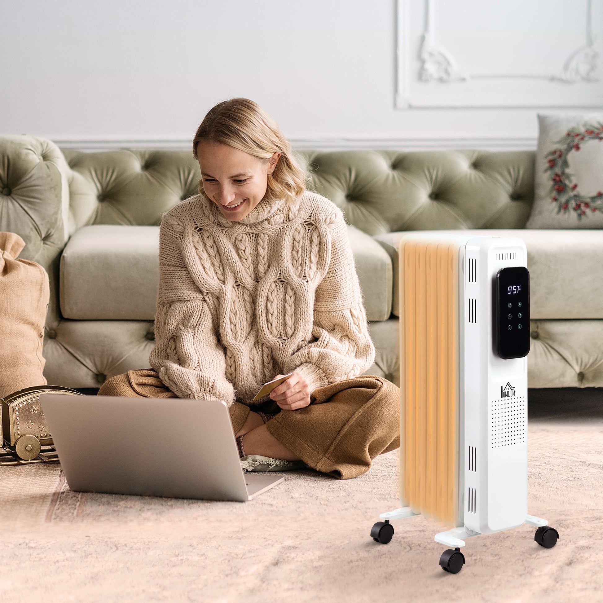 24.75" Electric Space Heater, Freestanding 161 Sq. Ft. Heater with 3 Modes, Timer, and Remote, 1500 W, White MLNshops]