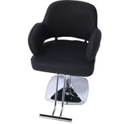 Salon Styling Chair - Heavy Duty Salon Chair in black, angled top view showing plush seat and chrome hydraulic lift.