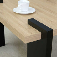 Corner detail of MDF Coffee Table Modern - Minimalist Design, showing precise joinery and stylish black leg integration.