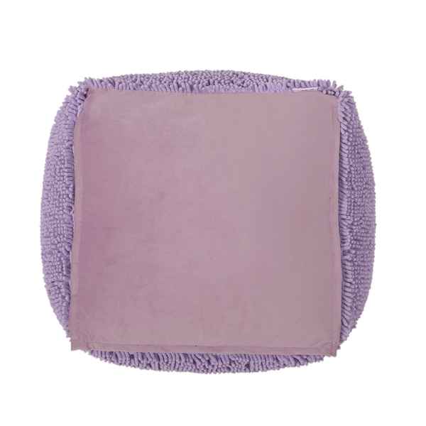 A square lavender-colored floor mat or cleaning pad with a smooth central panel and textured, looped fringe borders, shown against a plain white background.