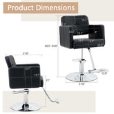 Black salon chair with adjustable height and chrome base