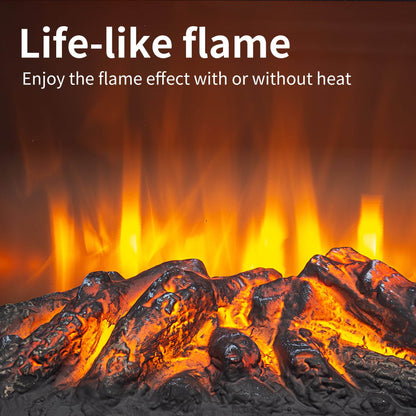 17 inch Freestanding Electric Fireplace Stove heater with 3D Flame effect,Black