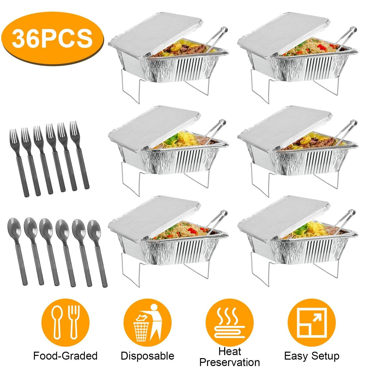 MLNshops 36 Piece Chafing Dish Kit for Easy Serving Default Title