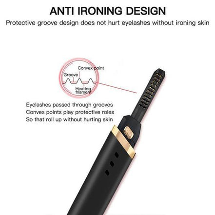 360 ° Rotary Head USB Rechargeable Quick Heating Long Lasting Eyelash Curling Device
