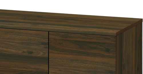 Detailed view of the dark wood TV stand&