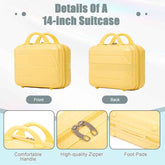 Yellow ABS spinner luggage set with comfortable handle, durable zippers, and foot pads for travel convenience, SKU: W2787P337459