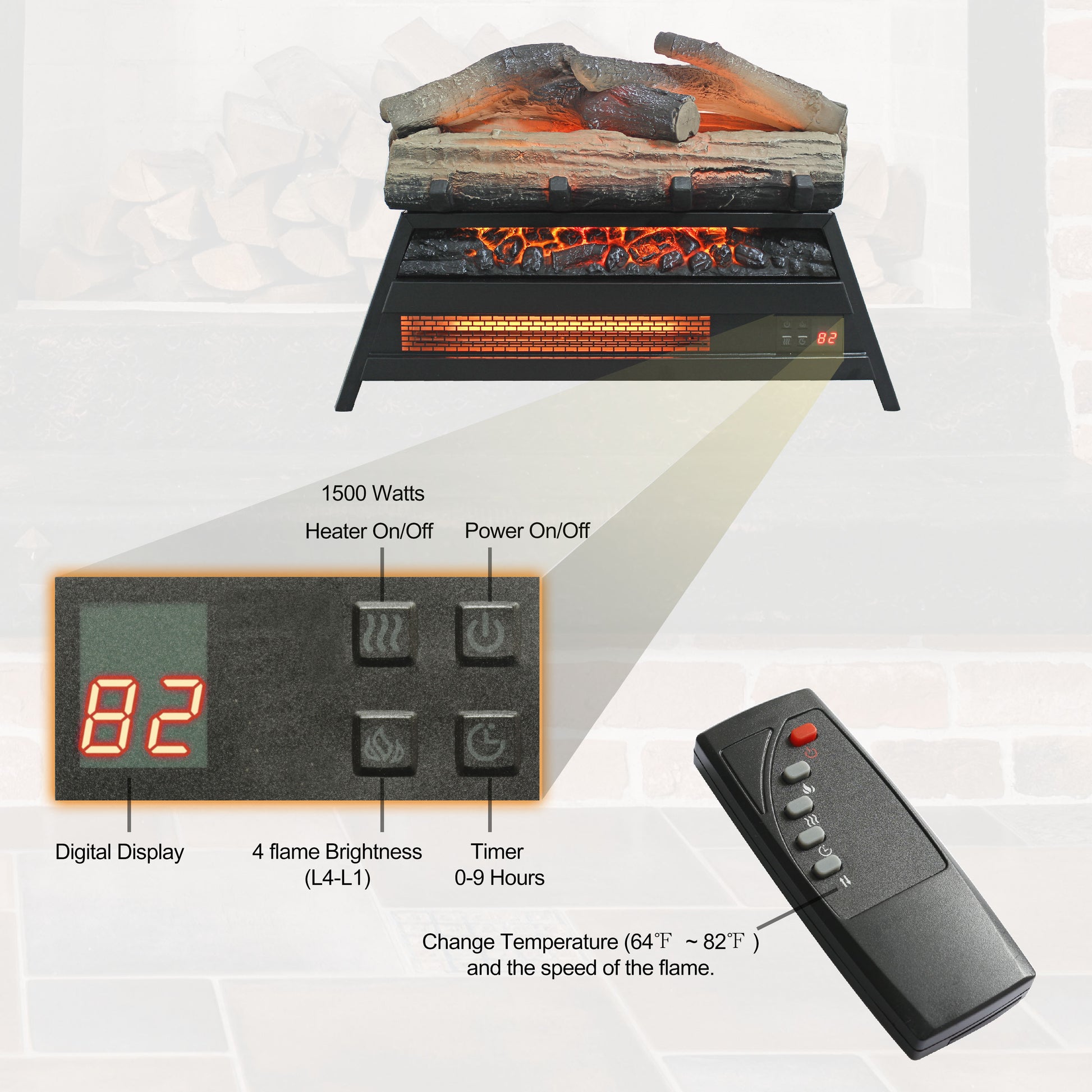 Effortless Comfort with 23" Electric Fireplace Heater