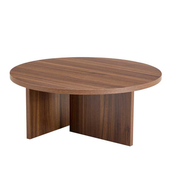 Versatile Walnut-Finished MDF Round Coffee Table