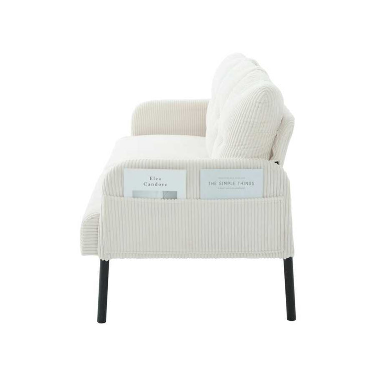 White armchair with magazine holders on a white background