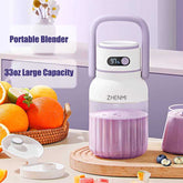Portable blender on kitchen counter with fresh fruit