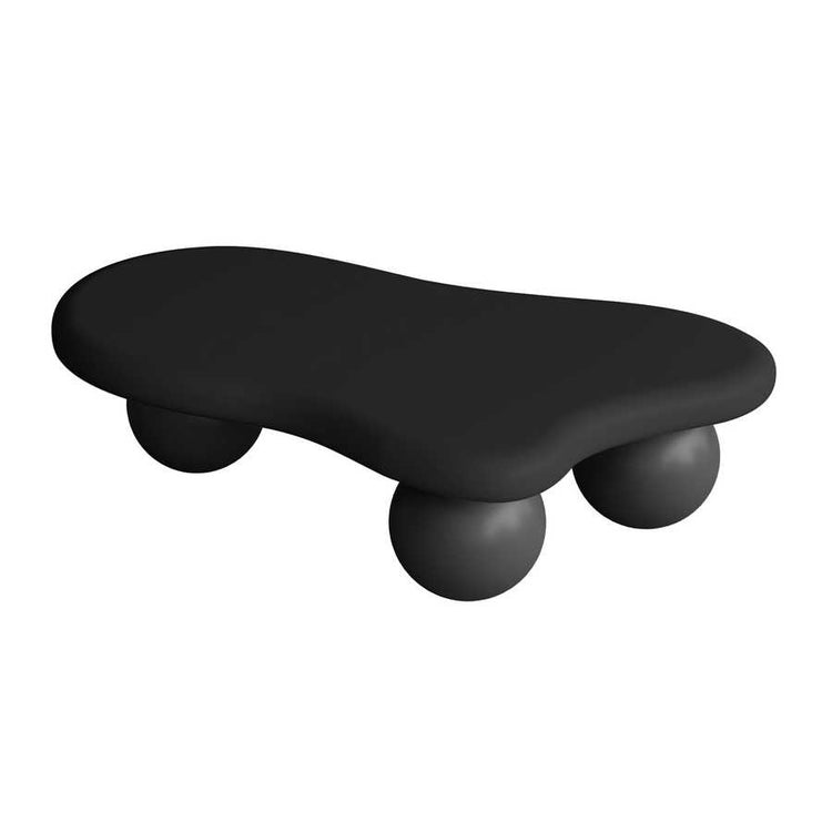 Sculptural Black Cloud Coffee Table with three ball legs, 40 Inch wide, designed for modern homes seeking unique accent furniture.