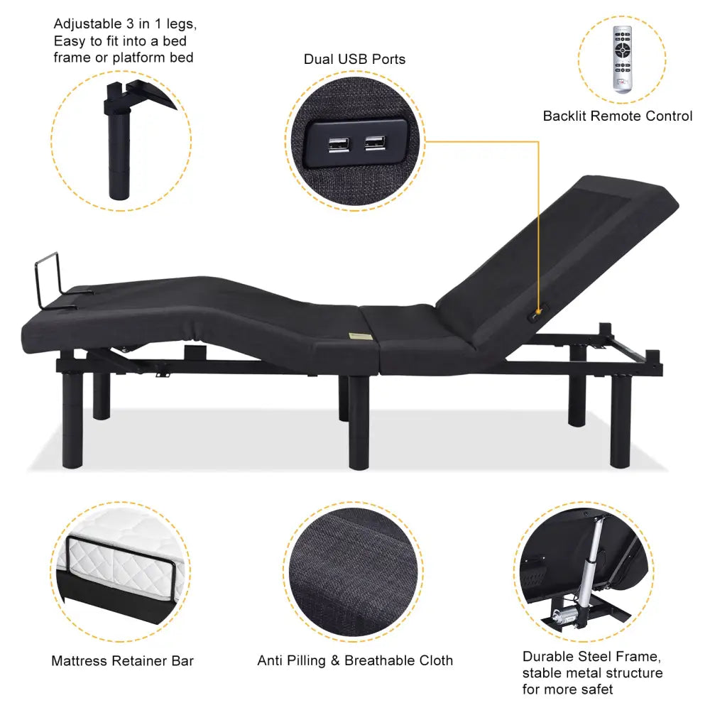 397lbs With 2-Point Massage, Dual Motors, Wireless Remote Control, Electric Lift Bed MLNshops]