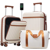 MLNshops 3-Piece front opening luggage set - Hardshell USB Default
