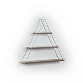 Triangular wall shelf with glass back on a white background