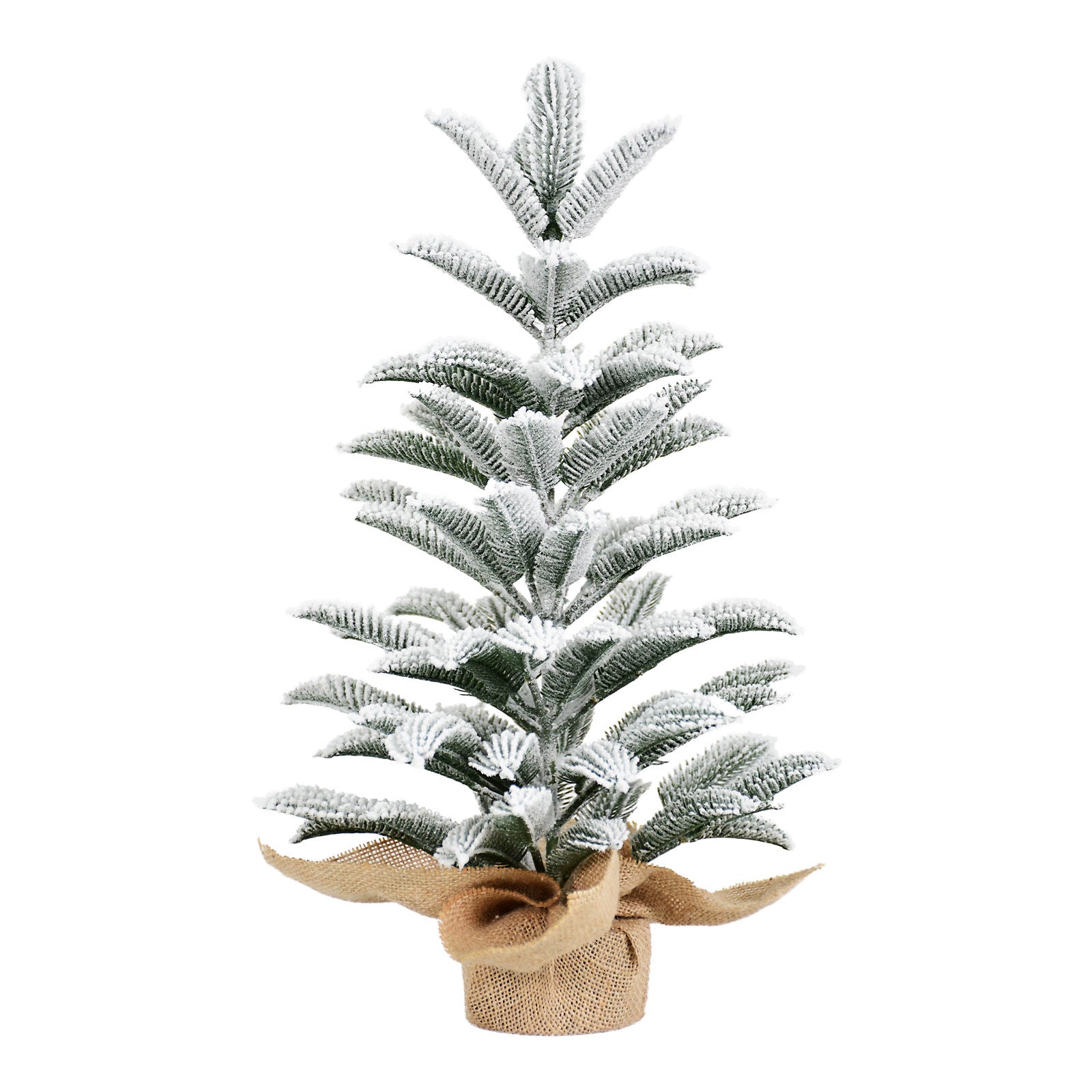 50CM Flocked Tabletop Christmas Tree, Full PE Snowy Mini Tree with 85 Tips, Cement Burlap Base – Small Winter Holiday Decor for Home, Office, Desk or Gifts