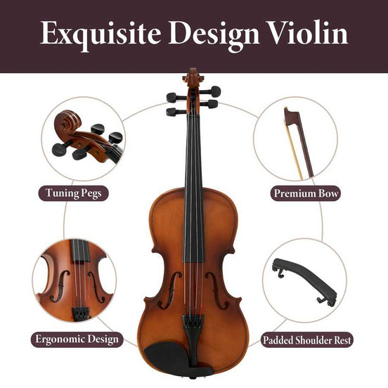 Exquisite violin with detailed design and accessories