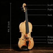 Violin with artistic design and included kit