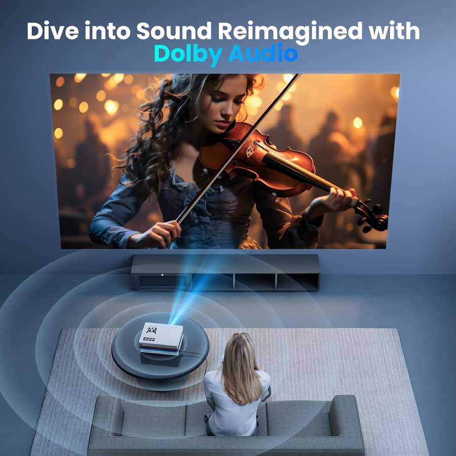 Smart projector with WiFi and Bluetooth for home entertainment