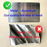 Comparison of aluminium and tin metal sheets with text indicating ease or difficulty to bend.