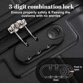 Black suitcase with a 3-digit combination lock on a dark background