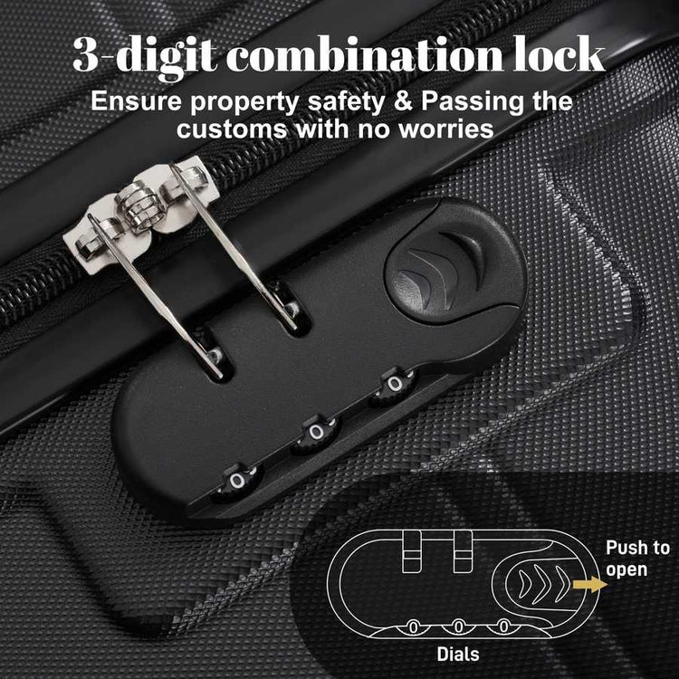 Black suitcase with a 3-digit combination lock on a dark background