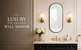 Luxury pvc framed wall mirror in a bathroom setting with decorative elements.