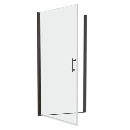 1 3/8" adjustment,universal pivot shower door, open outside, with 1/4" tempered glass and Matted black finish 2872 MLNshops]