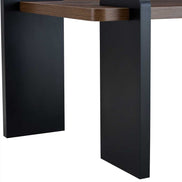 Detailed view of black leg on Walnut MDF Coffee Table, emphasizing the clean lines and contemporary design for accent furniture.