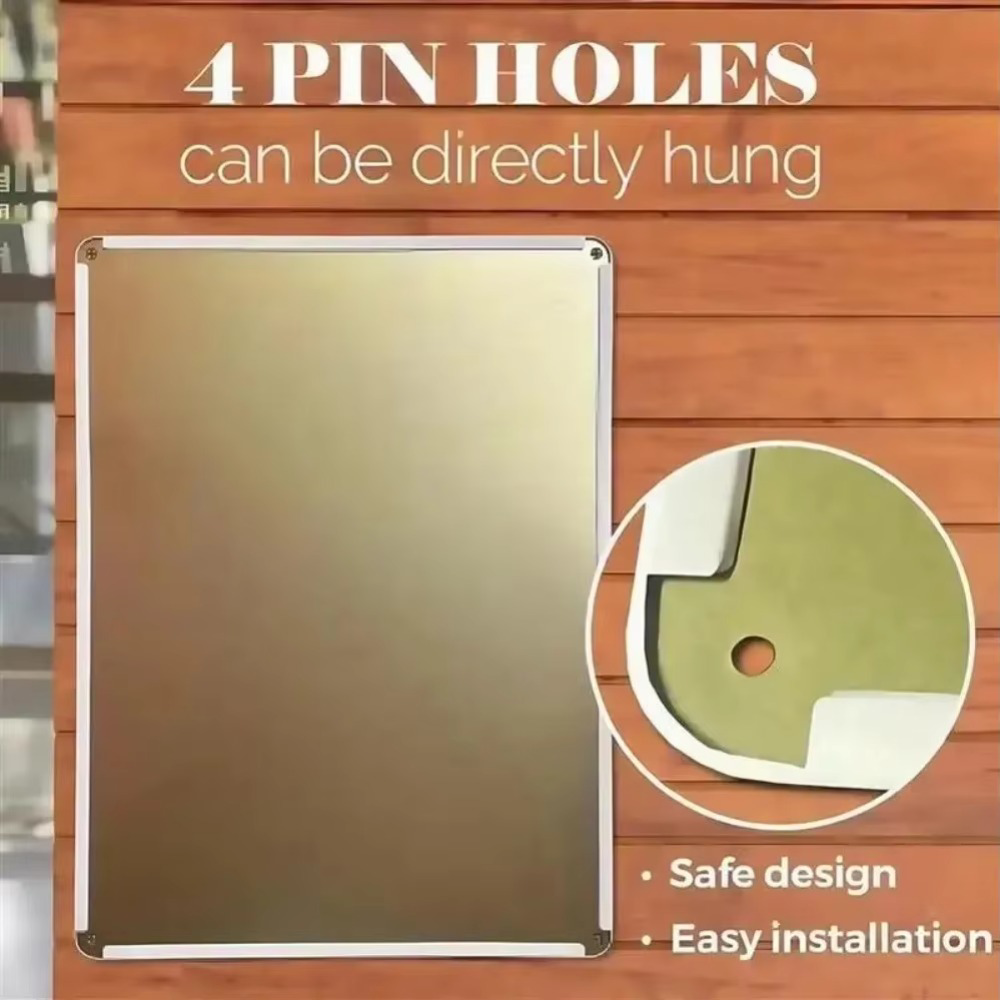 Abstract Aluminum Wall Art back panel with 4 pin holes for direct hanging, highlighting safe design and easy installation for home or office décor.