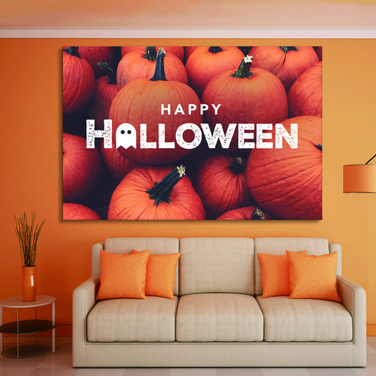 1pcs Drop-Shipping Framed Canvas Wall Art Decor Painting For Halloween, Pumpkin Painting For Halloween Gift MLNshops]