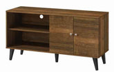 Detail of the wooden TV stand&
