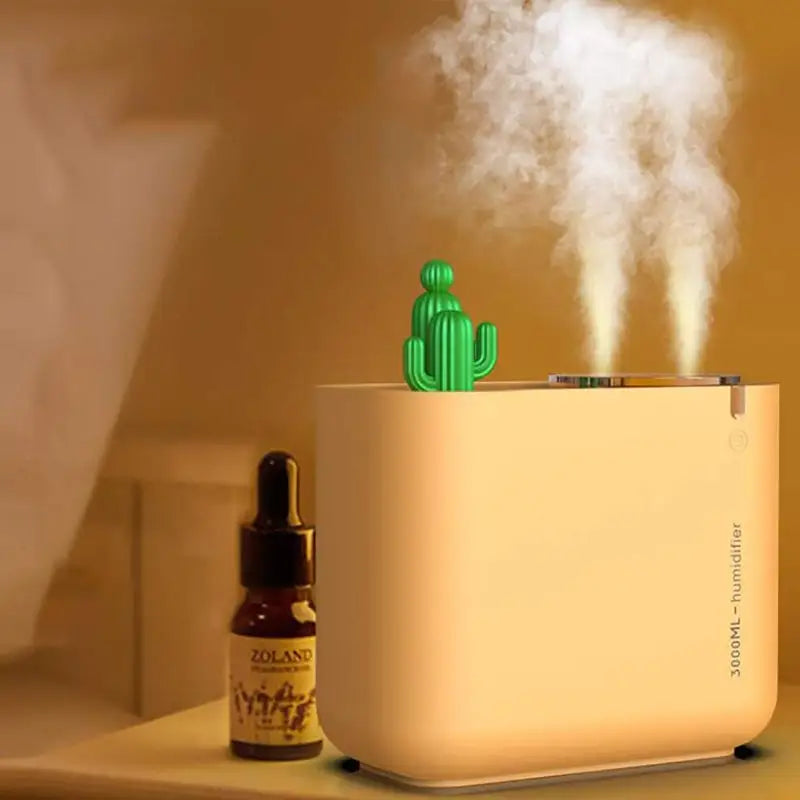 3L Cactus Ultra Sonic Air Humidifier with LED Double Light Mist Sprayer MLNshops]