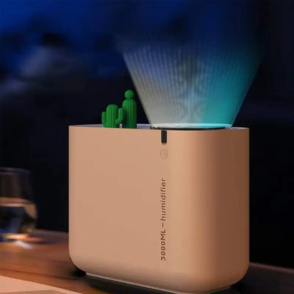 3L Cactus Ultra Sonic Air Humidifier with LED Double Light Mist Sprayer MLNshops]