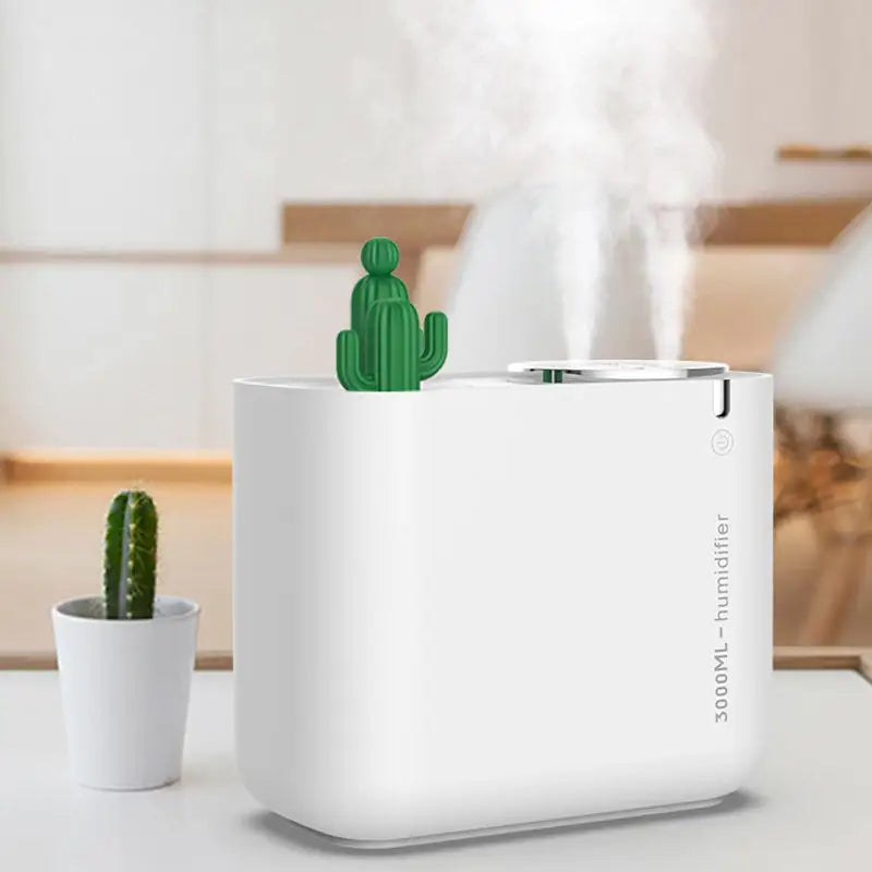 3L Cactus Ultra Sonic Air Humidifier with LED Double Light Mist Sprayer MLNshops]