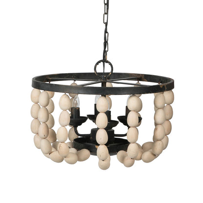 4 - Light Wood Chandelier, Hanging Light Fixture with Adjustable Chain for Kitchen Dining Room Foyer Entryway, Bulb Not Included MLNshops