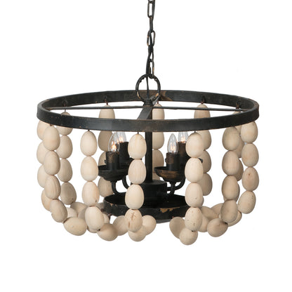 4 - Light Wood Chandelier, Hanging Light Fixture with Adjustable Chain for Kitchen Dining Room Foyer Entryway, Bulb Not Included MLNshops