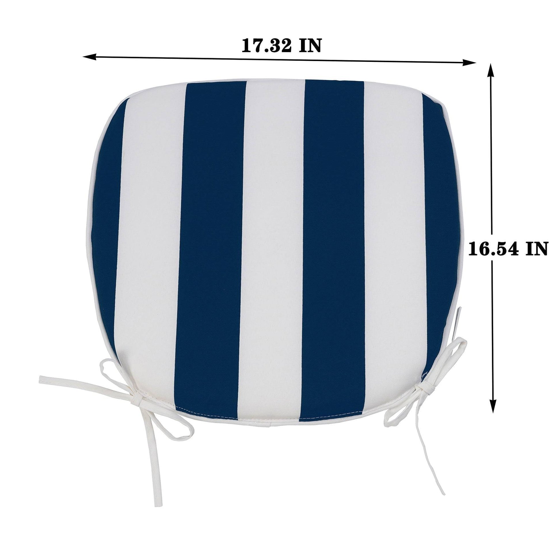 4 PCS Set Outdoor Chair Cushions Seat Cushions with Straps, Patio Chair Pads（Blue / White Color）