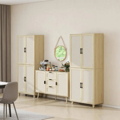 4 Door Cabinet, with 4 Adjustable Inner Shelves, Storage Cabinet MLNshops]