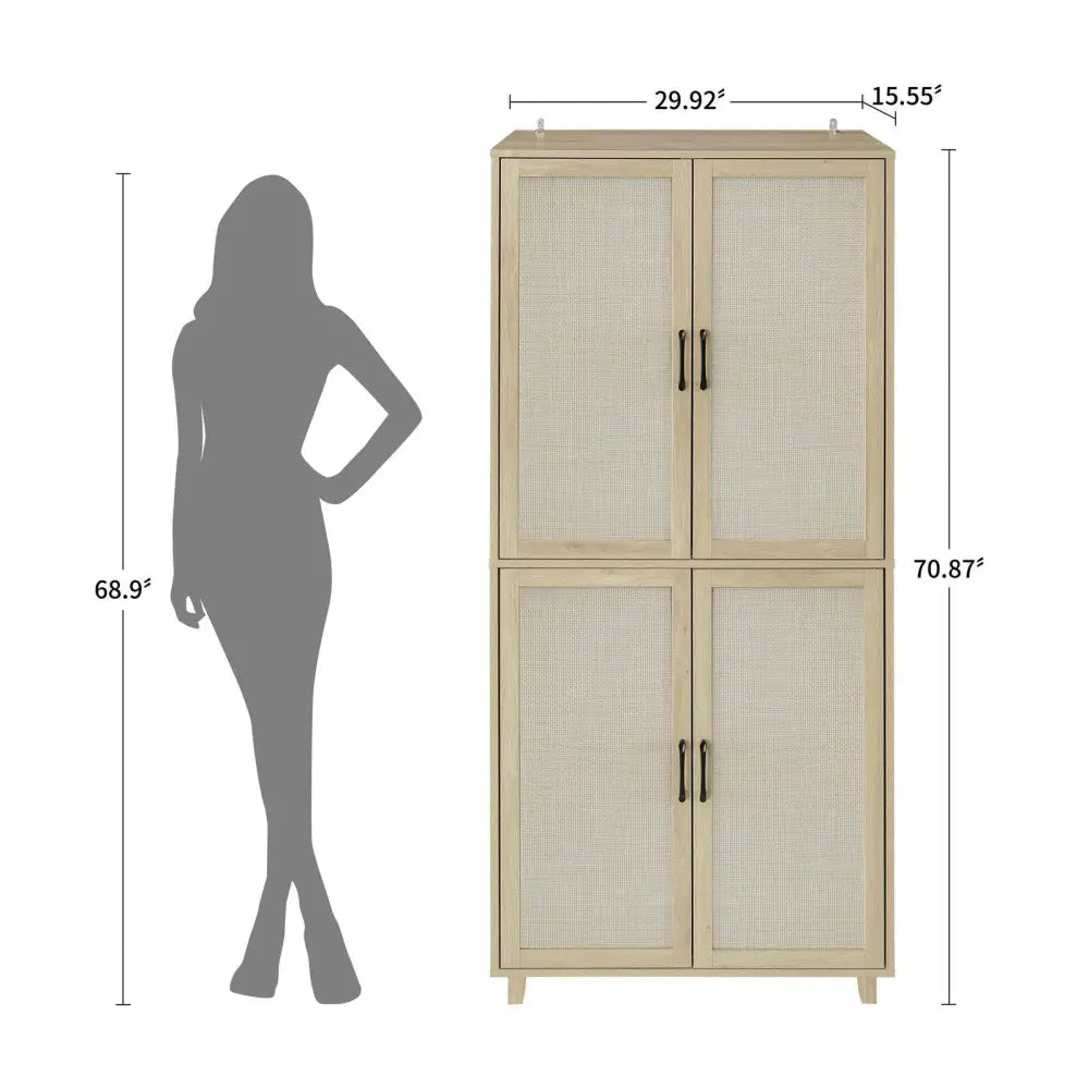 4 Door Cabinet, with 4 Adjustable Inner Shelves, Storage Cabinet MLNshops]