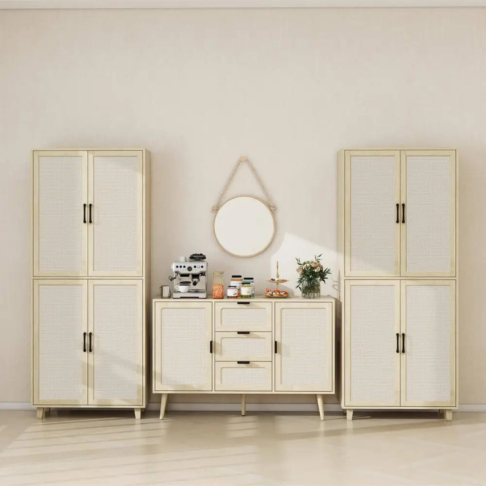 4 Door Cabinet, with 4 Adjustable Inner Shelves, Storage Cabinet MLNshops]